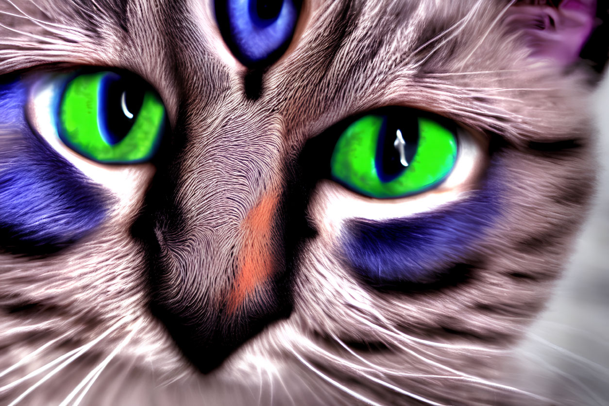 Detailed Close-Up of Cat with Striking Green Eyes