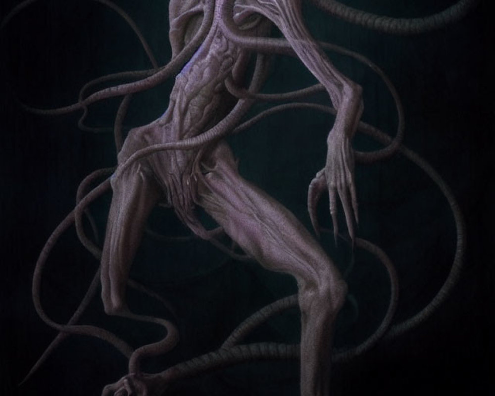 Elongated Limbs and Tentacle-Like Appendages on Humanoid Creature