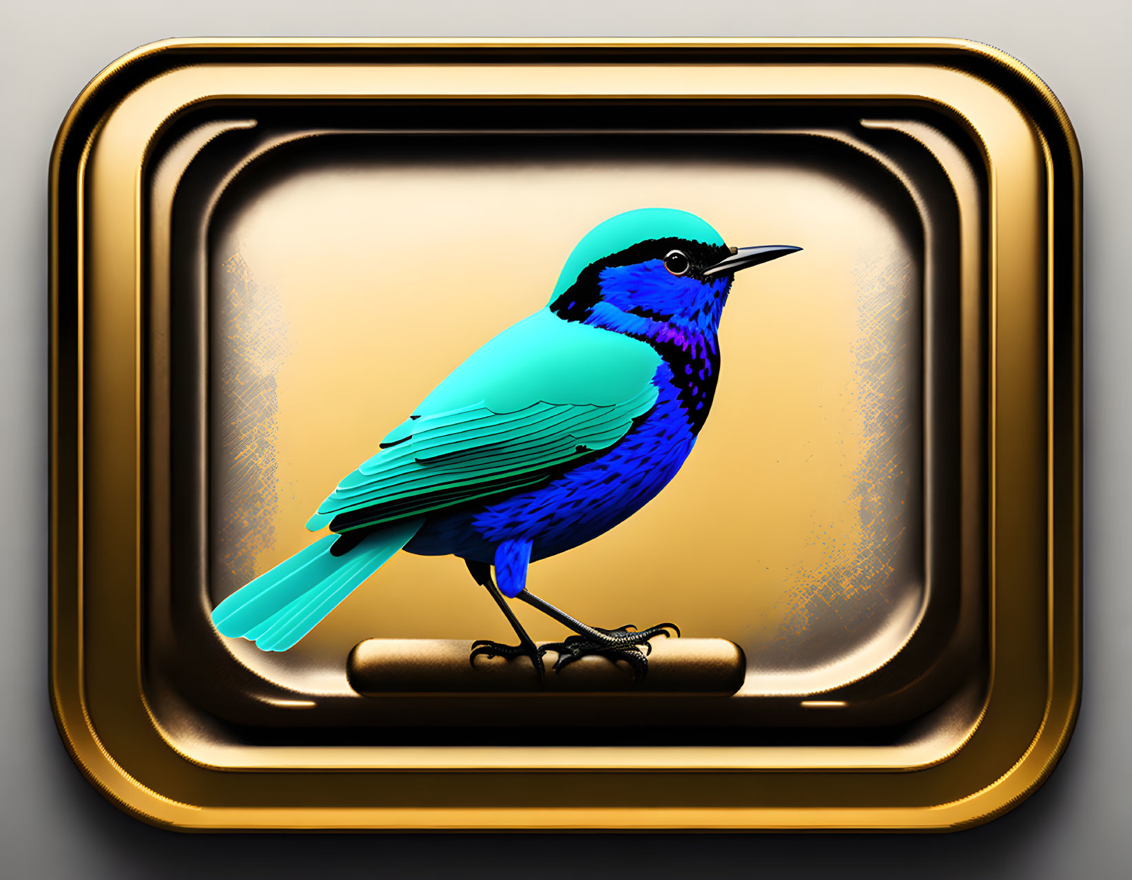 Colorful Bird Artwork in Gold Frame