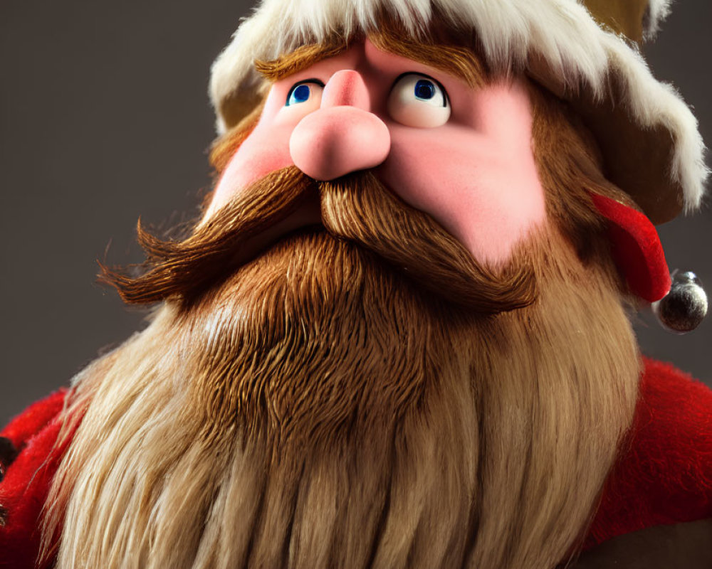 Detailed Close-Up Illustration of Whimsical Santa Claus