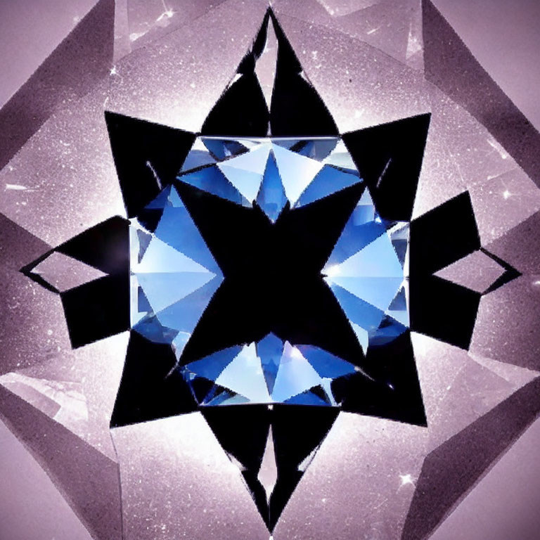 Symmetrical Star-Shaped Kaleidoscopic Pattern in Blue and Black