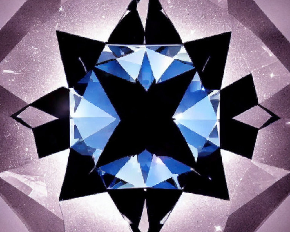 Symmetrical Star-Shaped Kaleidoscopic Pattern in Blue and Black