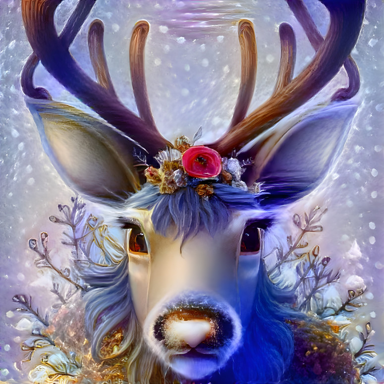 Fairy reindeer in the snow