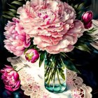 Pink Peonies in Varying Shades Arrangement in Clear Glass Vase