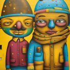 Colorful Street Art Mural Featuring Oversized Characters and Real Person