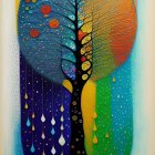 Vivid Tree Artwork with Colorful Canopy and Droplets