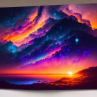 Colorful Sunset Wall Tapestry with Purple, Orange, and Pink Clouds