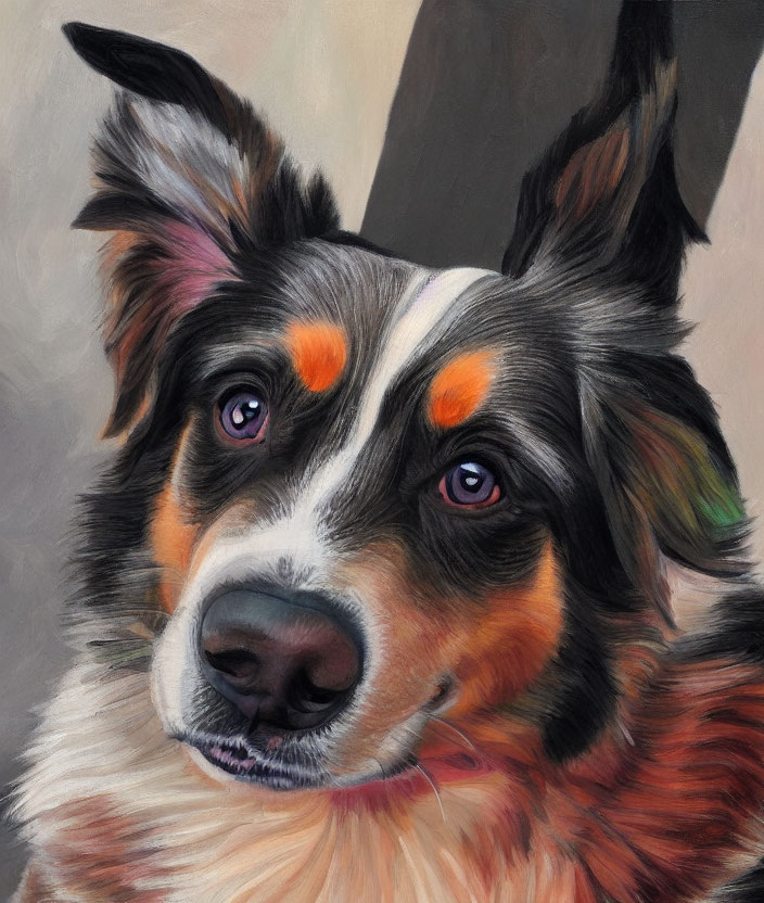 Multicolored Australian Shepherd Dog Portrait