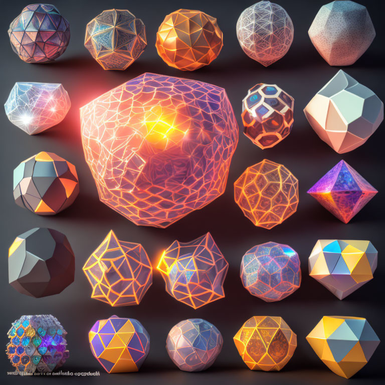 Intricate glowing geometric shapes on dark background