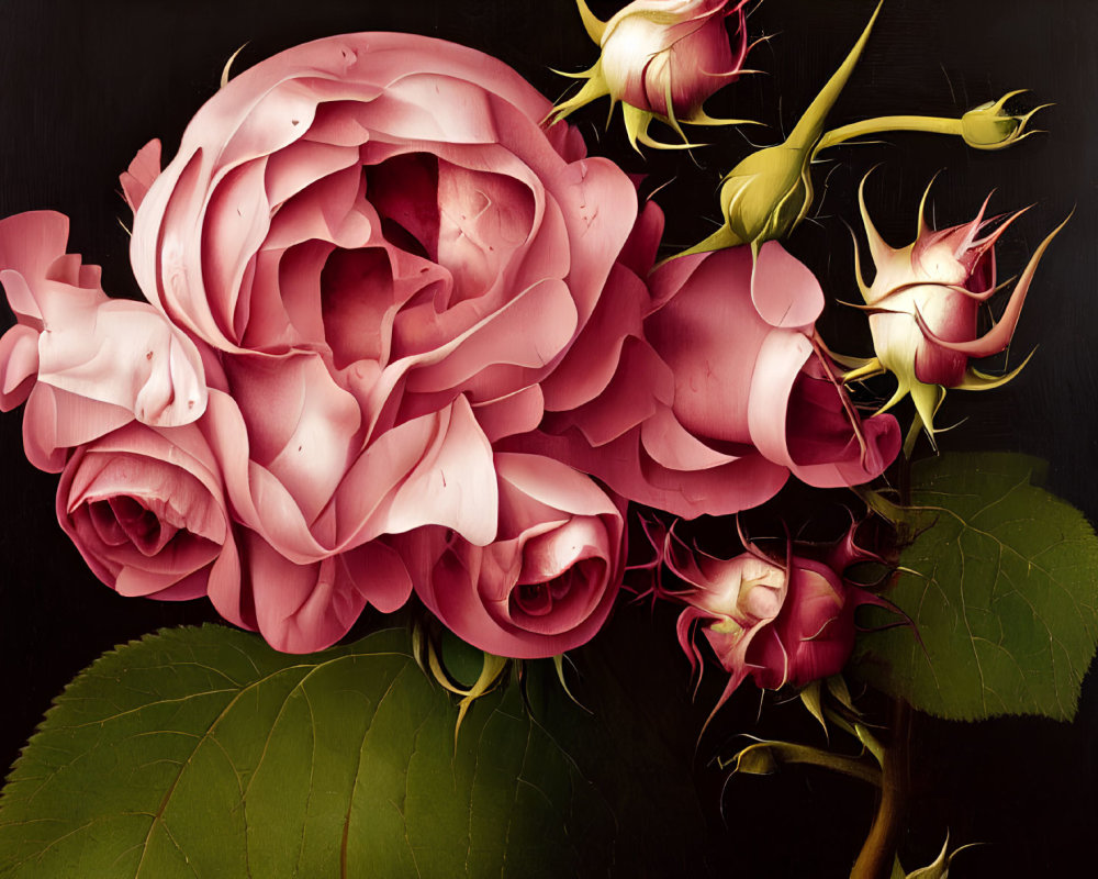 Detailed Close-Up of Large Pink Rose with Multiple Petals