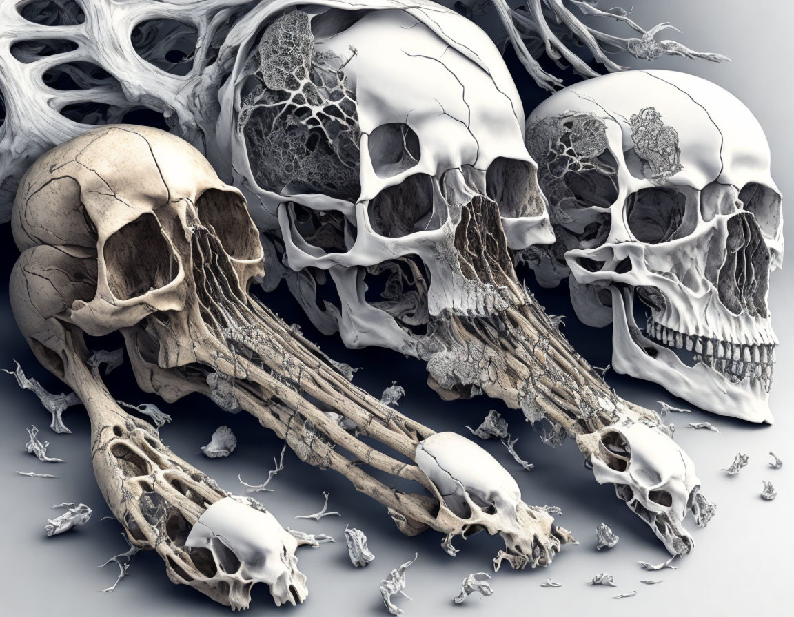 Animal Skull Collection: Varied Structures & Sizes, Detailed Paleontological Study Ambiance