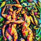 Colorful Artwork Featuring Stylized Women and Floral Mosaic