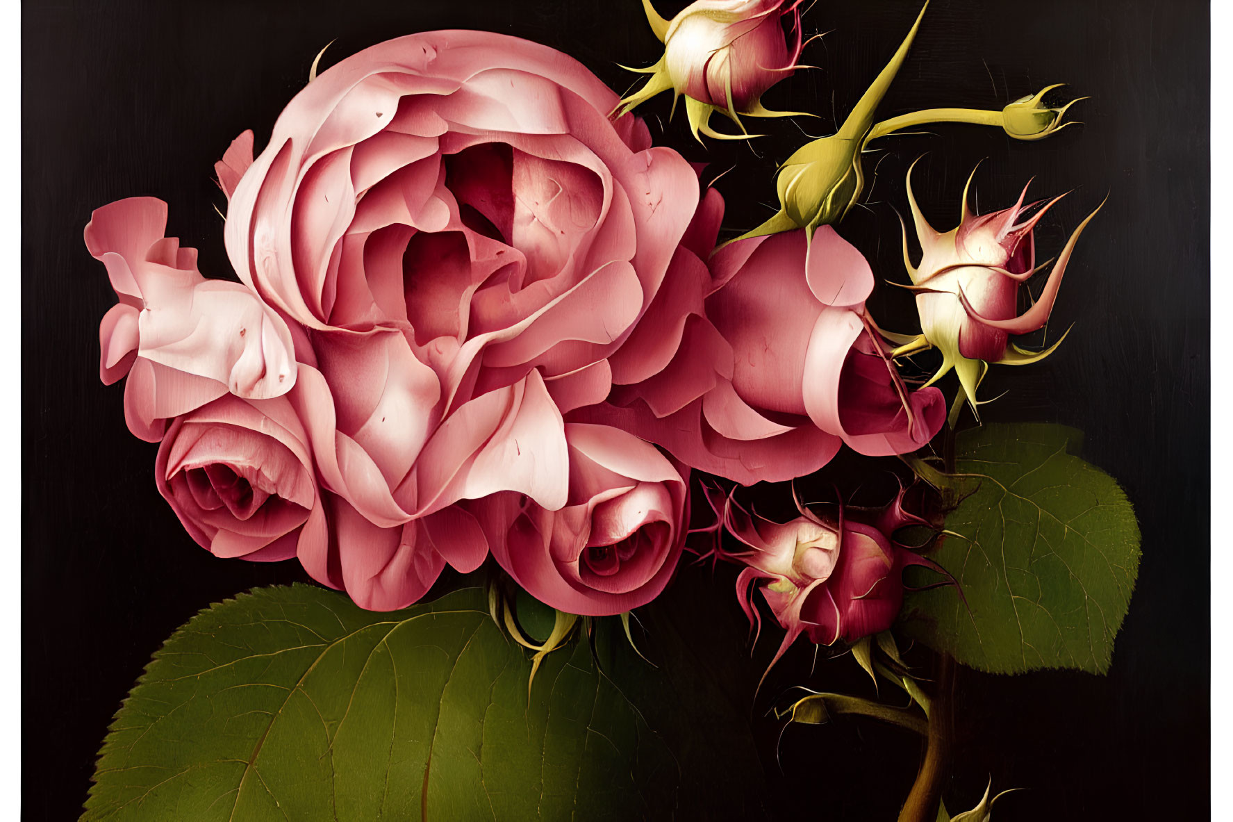 Detailed Close-Up of Large Pink Rose with Multiple Petals