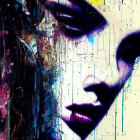 Colorful Abstract Portrait Featuring Silhouette of Face