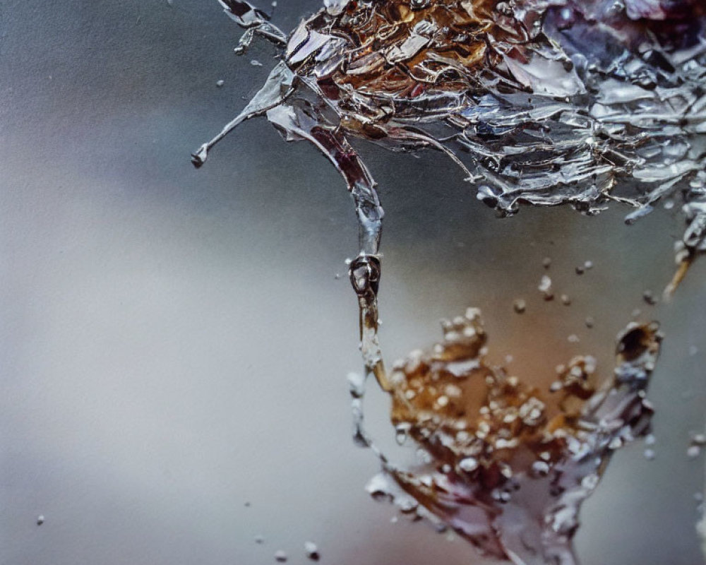 Close-Up Image of Dynamic Liquid Splash with Suspended Droplets