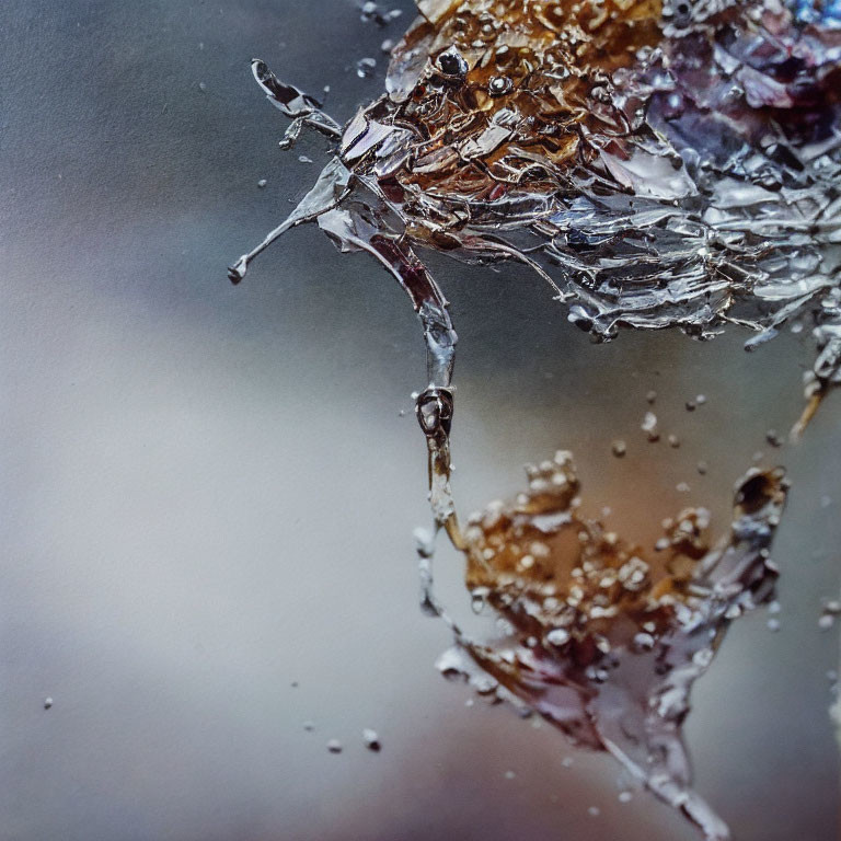 Close-Up Image of Dynamic Liquid Splash with Suspended Droplets