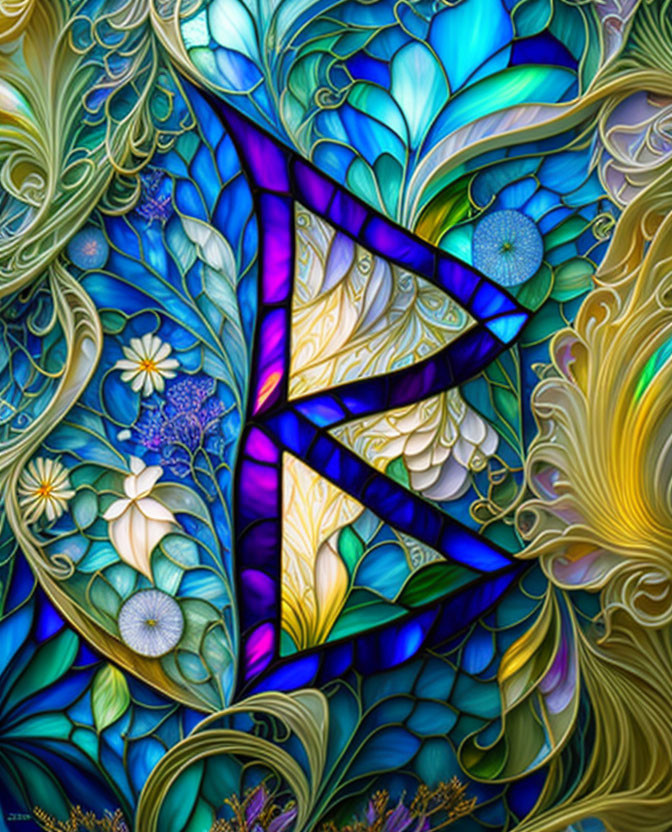 Colorful Stained Glass Style Image Featuring Butterfly and Floral Patterns