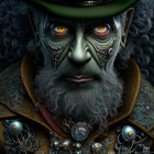 Detailed digital portrait of elder male in steampunk attire