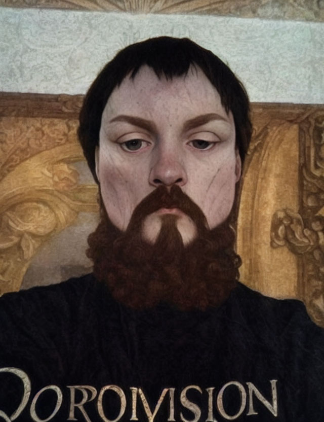 Person's Portrait with Oil Painting Filter & Brown Beard/Mustache