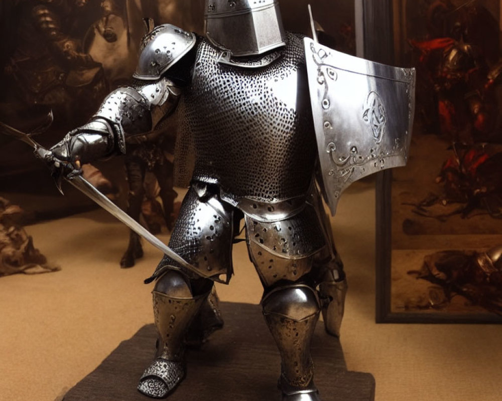 Detailed Medieval Knight Model with Lance and Shield in Battle Scene