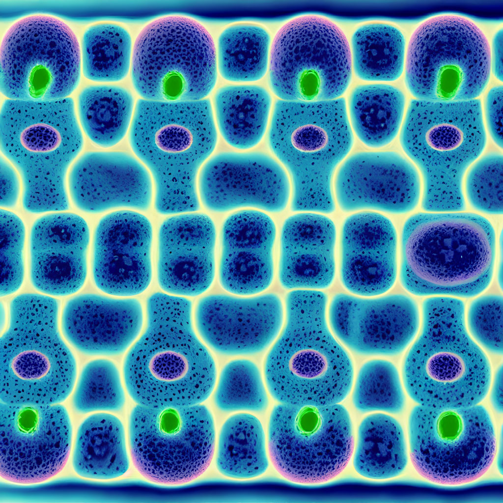 Abstract Blue and Green Organic Cell Pattern with Microscopic View Aesthetic