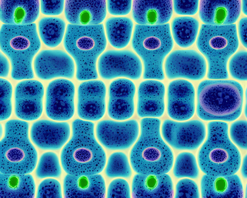 Abstract Blue and Green Organic Cell Pattern with Microscopic View Aesthetic