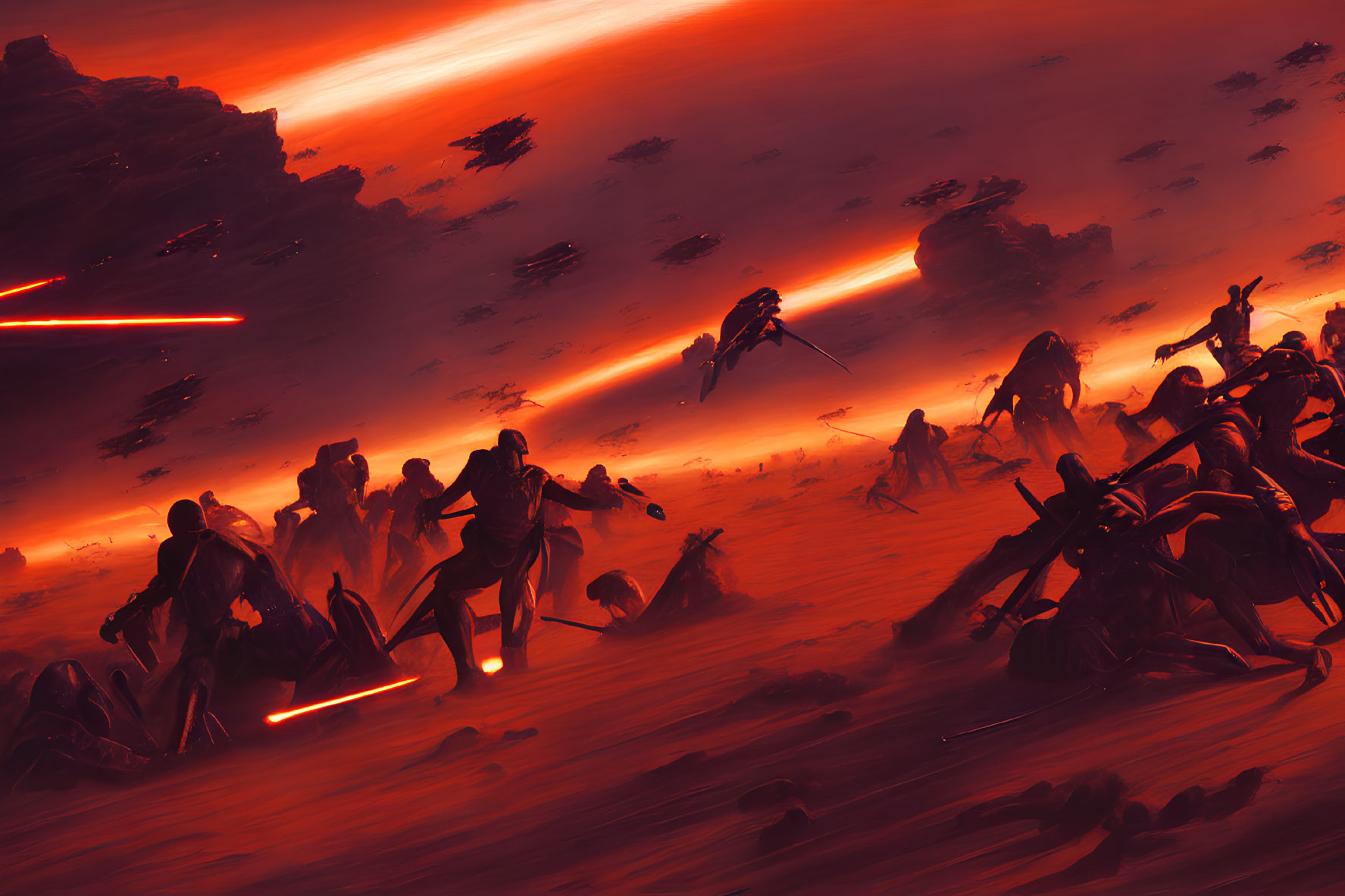 Intense Sci-Fi Battle on Red Desert Planet