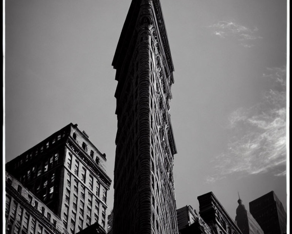 Cityscape: Flatiron building silhouette against clear sky