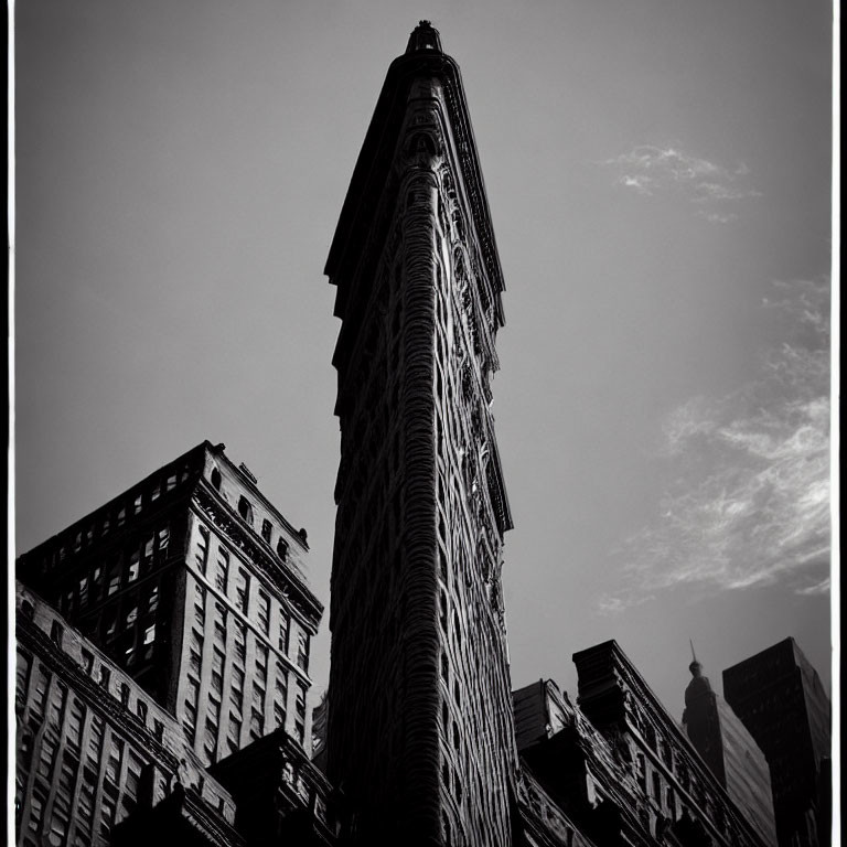 Cityscape: Flatiron building silhouette against clear sky