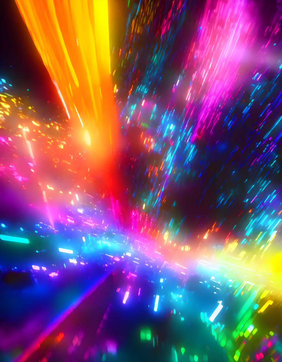 Colorful Abstract Light Explosion with Rainbow Colors