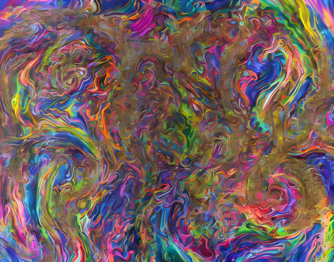 Colorful Abstract Swirl with Psychedelic Blue, Pink, Orange, Green Pattern