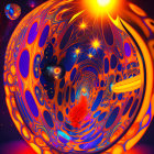 Colorful Abstract Art: Cosmic Swirl with Stars and Planets