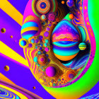 Colorful Abstract Digital Artwork: Swirling Patterns, Spherical Shapes