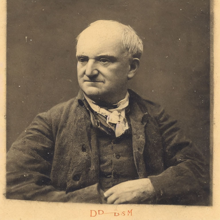 Vintage portrait of middle-aged man in dark jacket and cravat