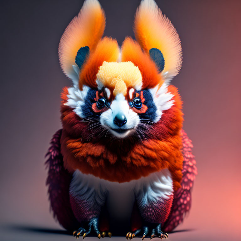 Colorful Fennec Fox-Like Digital Creature on Gradient Background