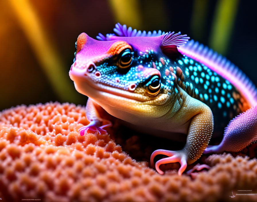 Colorful Gecko on Textured Surface with Blurred Background