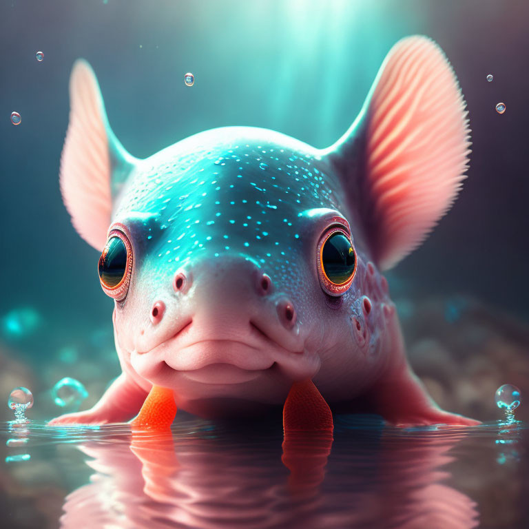 Colorful Digital Artwork of Chubby Aquatic Creature