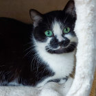 Black and White Cat with Green Eyes by Ornate White Structure