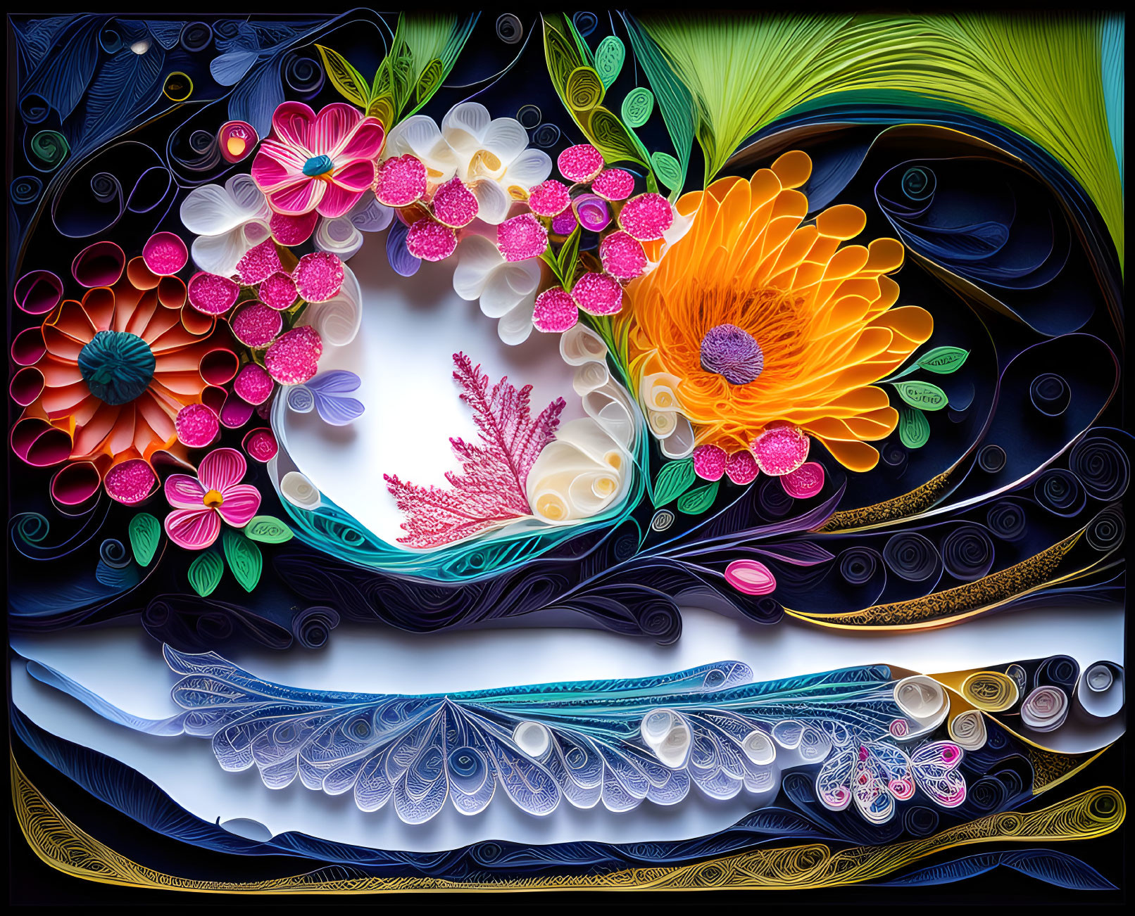 Colorful Quilling Art with Intricate Paper Flower Designs