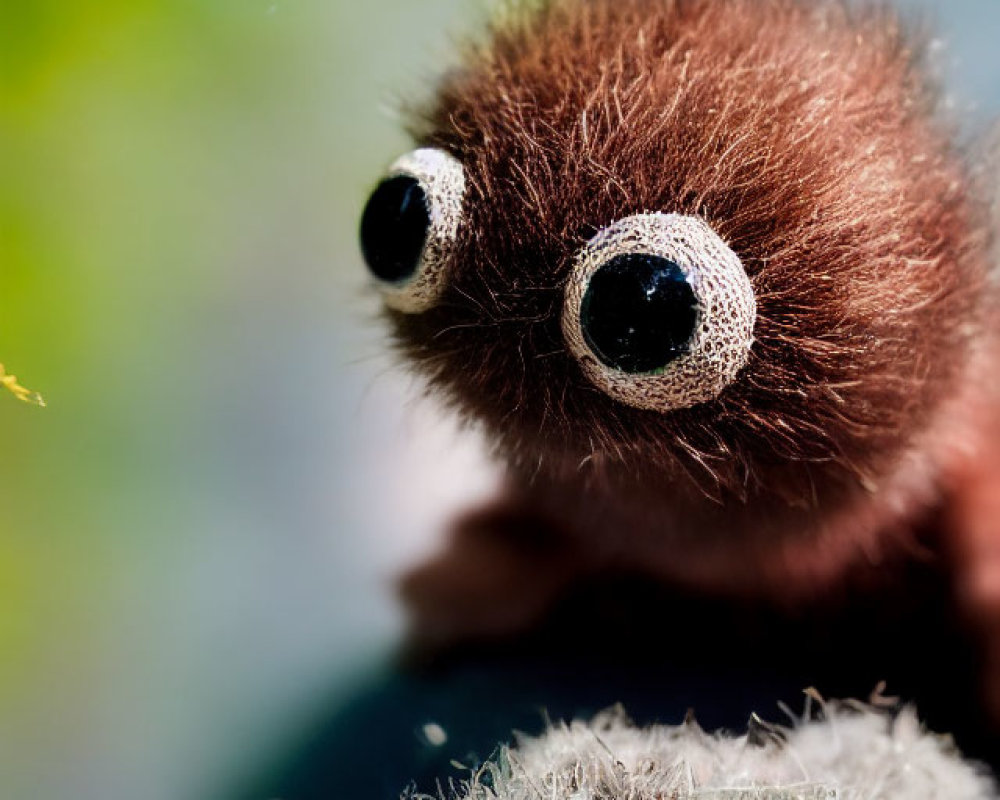 Plush Toy Spider with Googly Eyes on Green Background