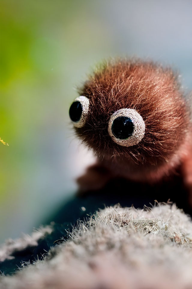 Plush Toy Spider with Googly Eyes on Green Background