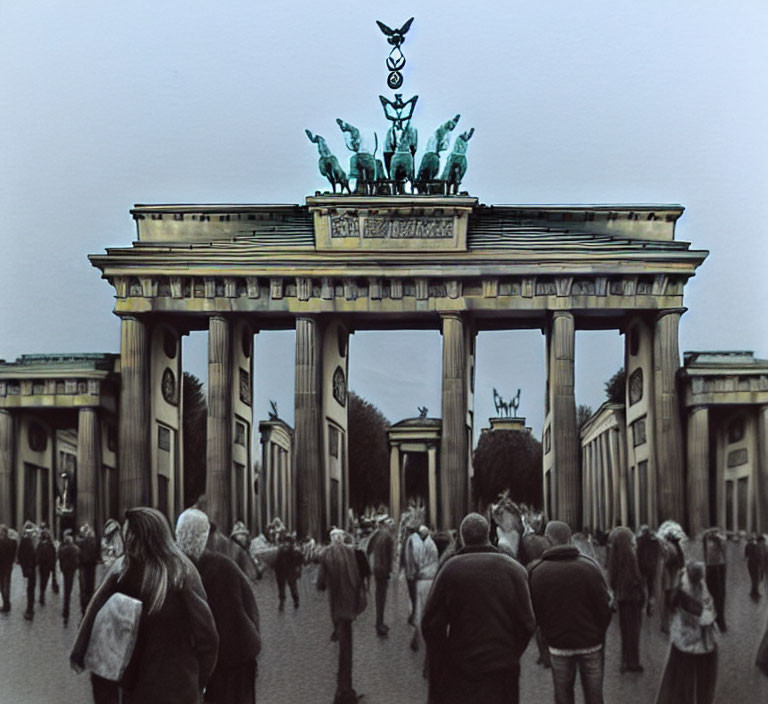 Neoclassical Brandenburg Gate in Berlin with Quadriga sculpture