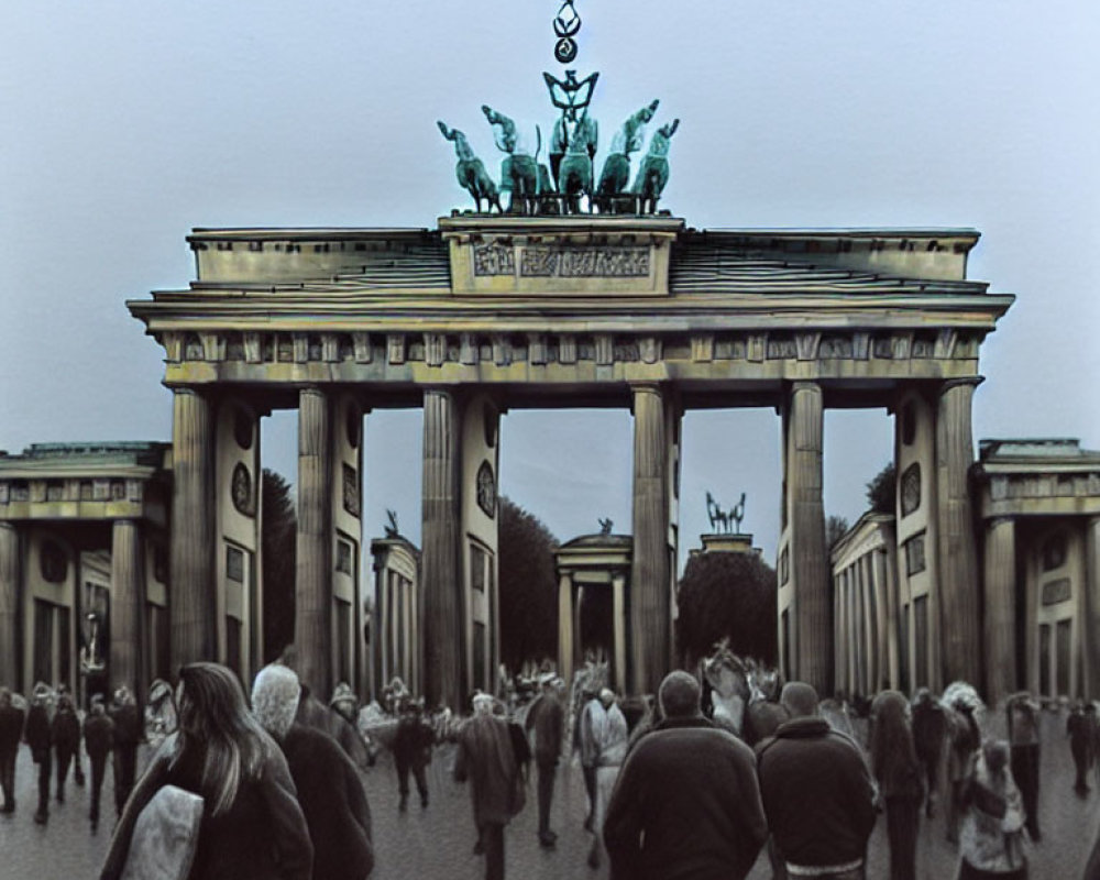 Neoclassical Brandenburg Gate in Berlin with Quadriga sculpture