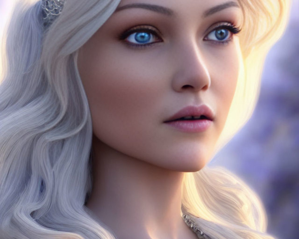 Fantasy Ice Queen with Blue Eyes and Crystal Tiara