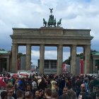 Neoclassical Brandenburg Gate in Berlin with Quadriga sculpture