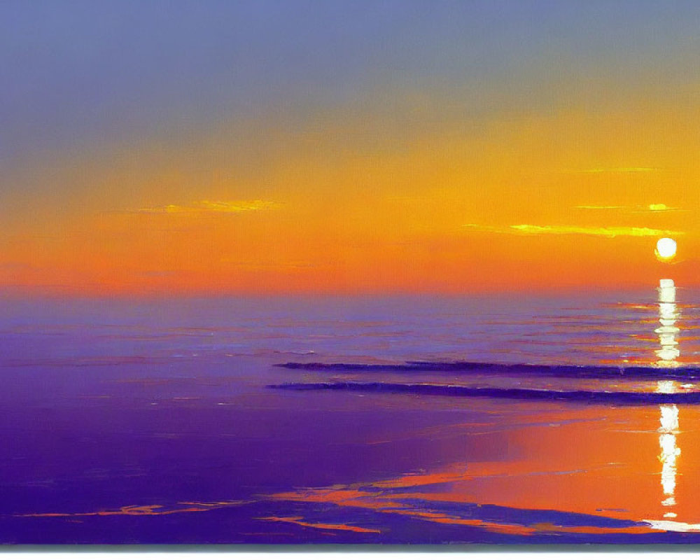 Tranquil Beach Sunset with Orange and Purple Hues