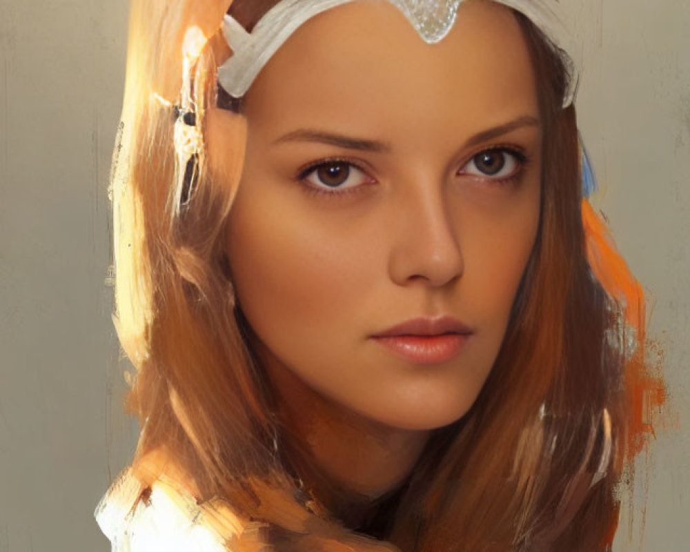 Digital painting of woman with brown hair and crown headpiece