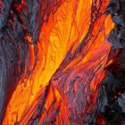 Mysterious figure behind fiery red and orange tree-like structure