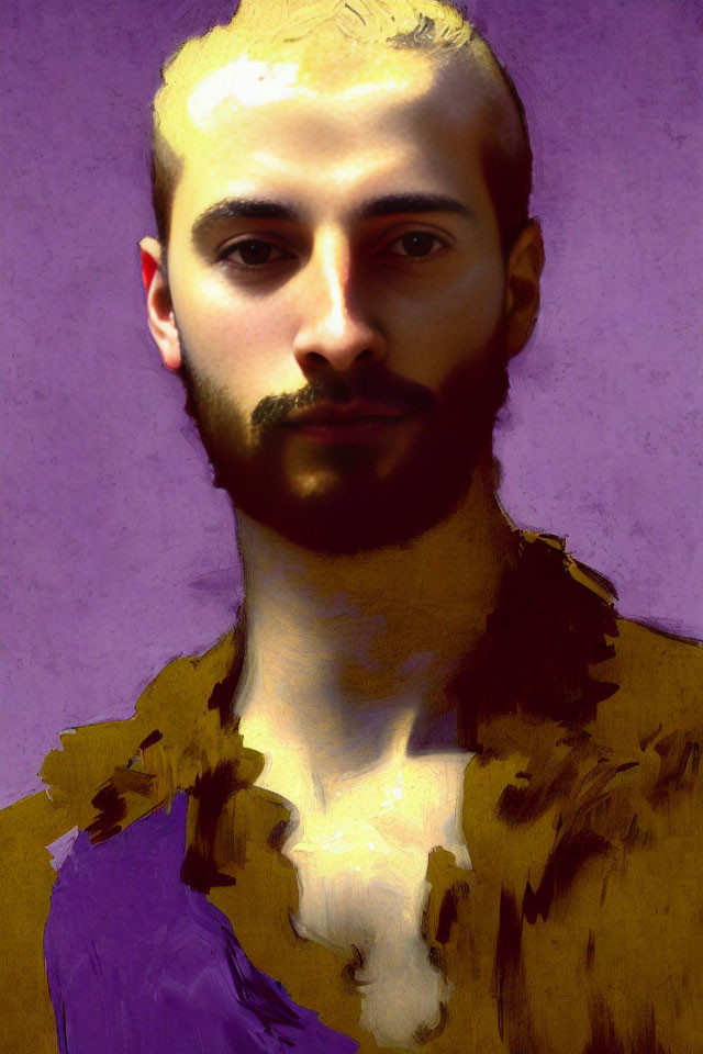 Digitally Altered Portrait: Modern Man Blended with Classical Painting