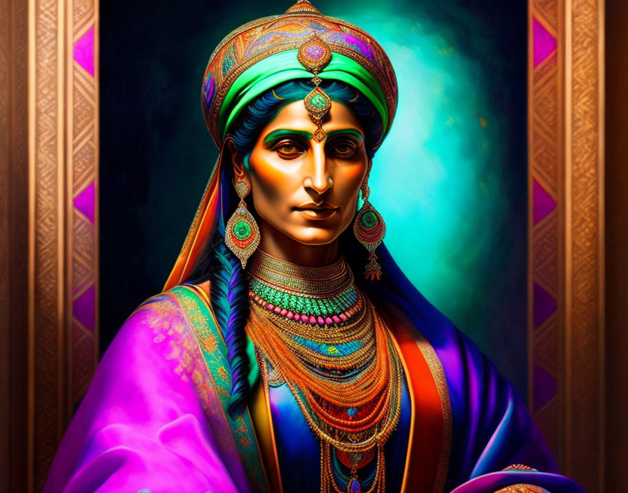 Vibrant Traditional Indian Attire Portrait with Elaborate Jewelry